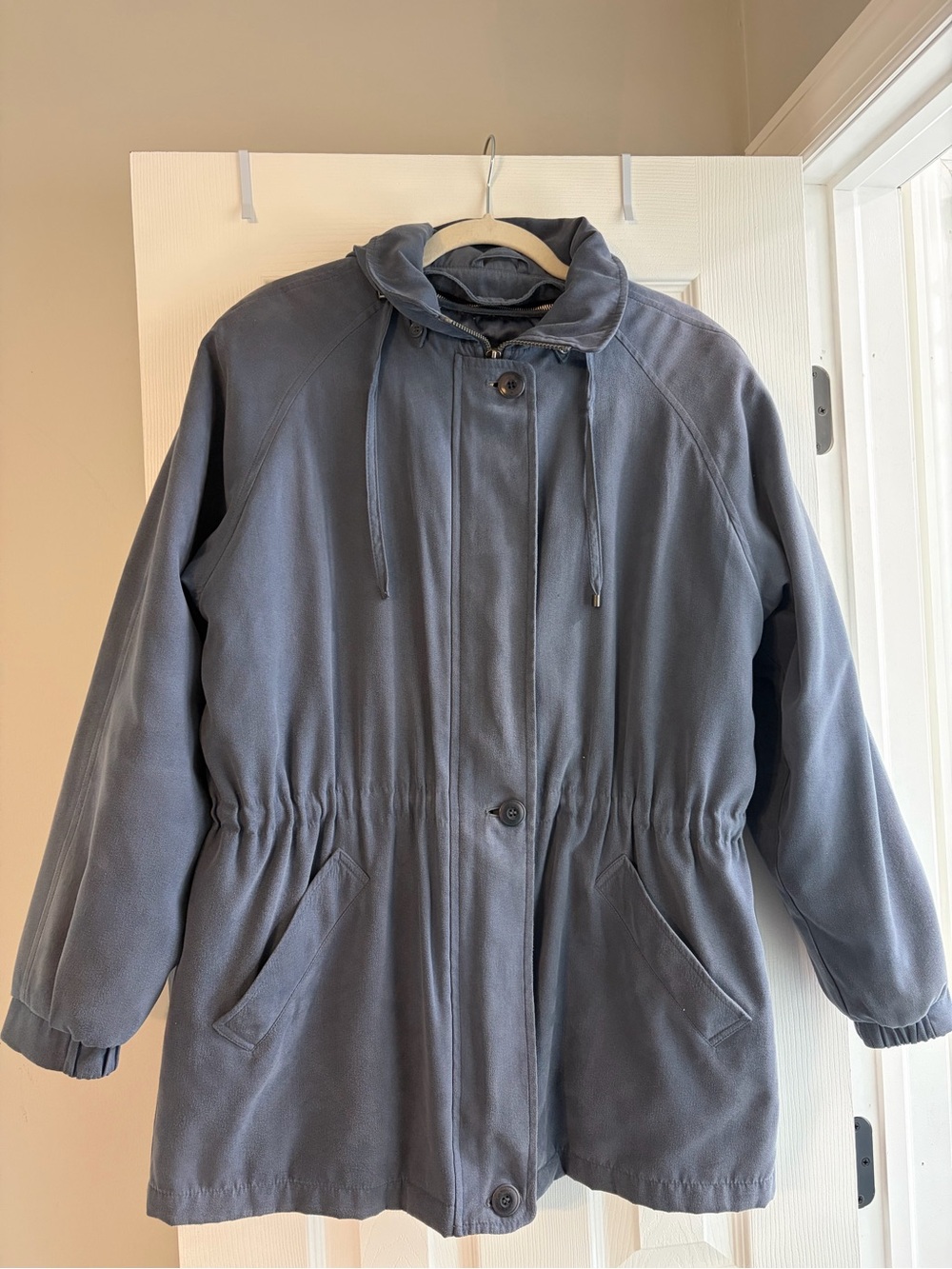 London Fog Women's Slate Blue Drawstring Waist Jacket